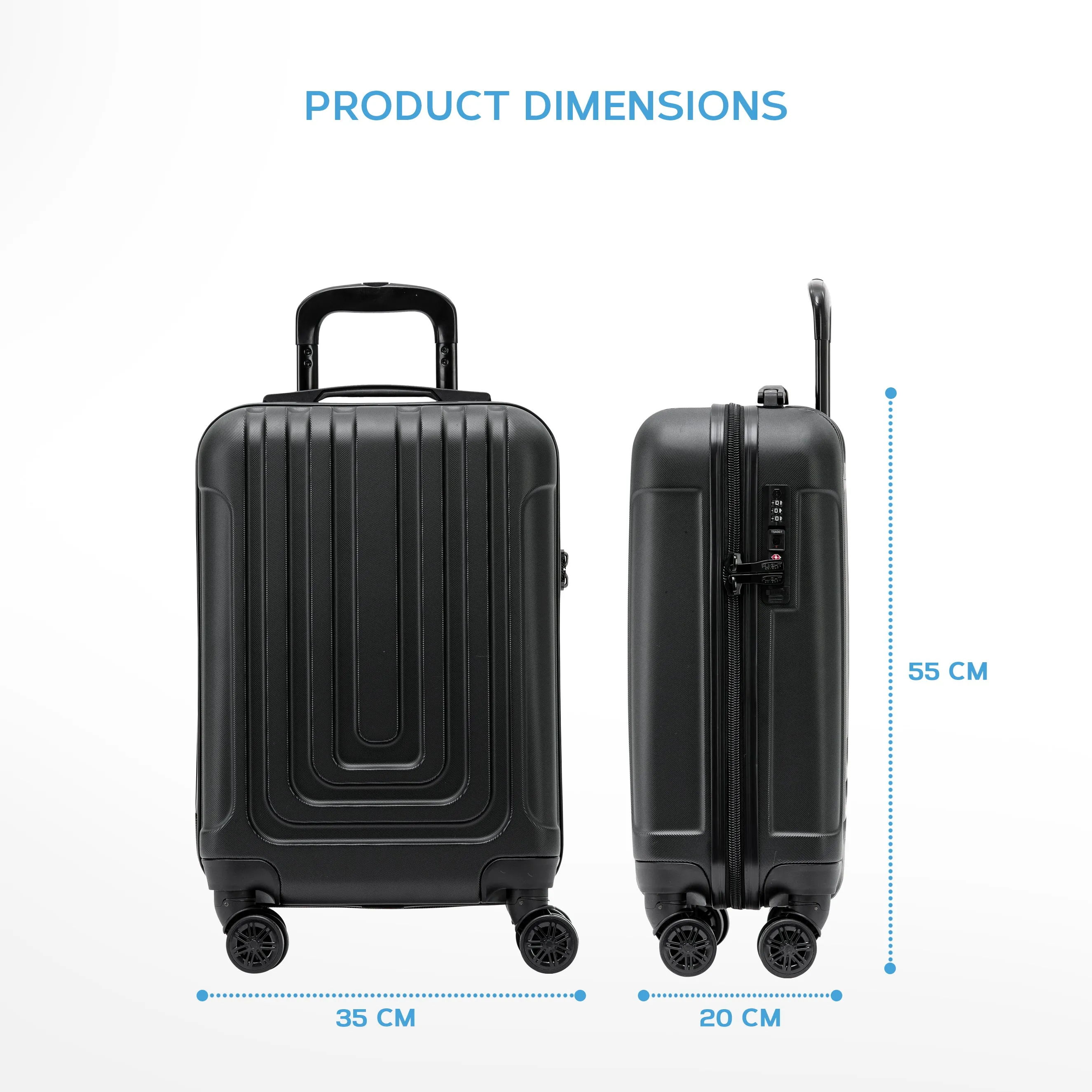 Lightweight Carry On Suitcase TSA Lock USB Port 8 Wheels For Over 100 Airlines