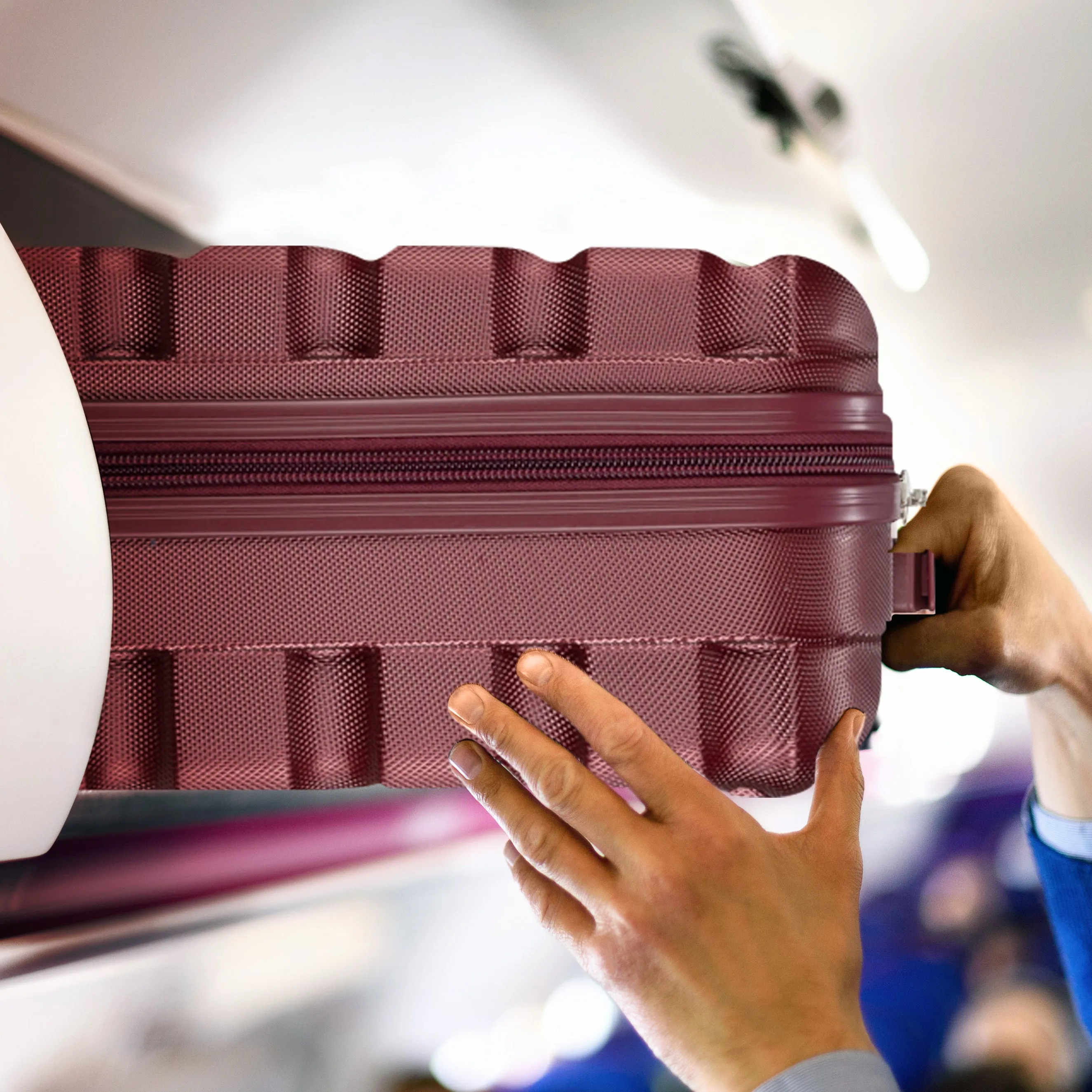 Lightweight Set of 2 Cabin Cases   Check In Bag Hard Case Luggage Ryanair