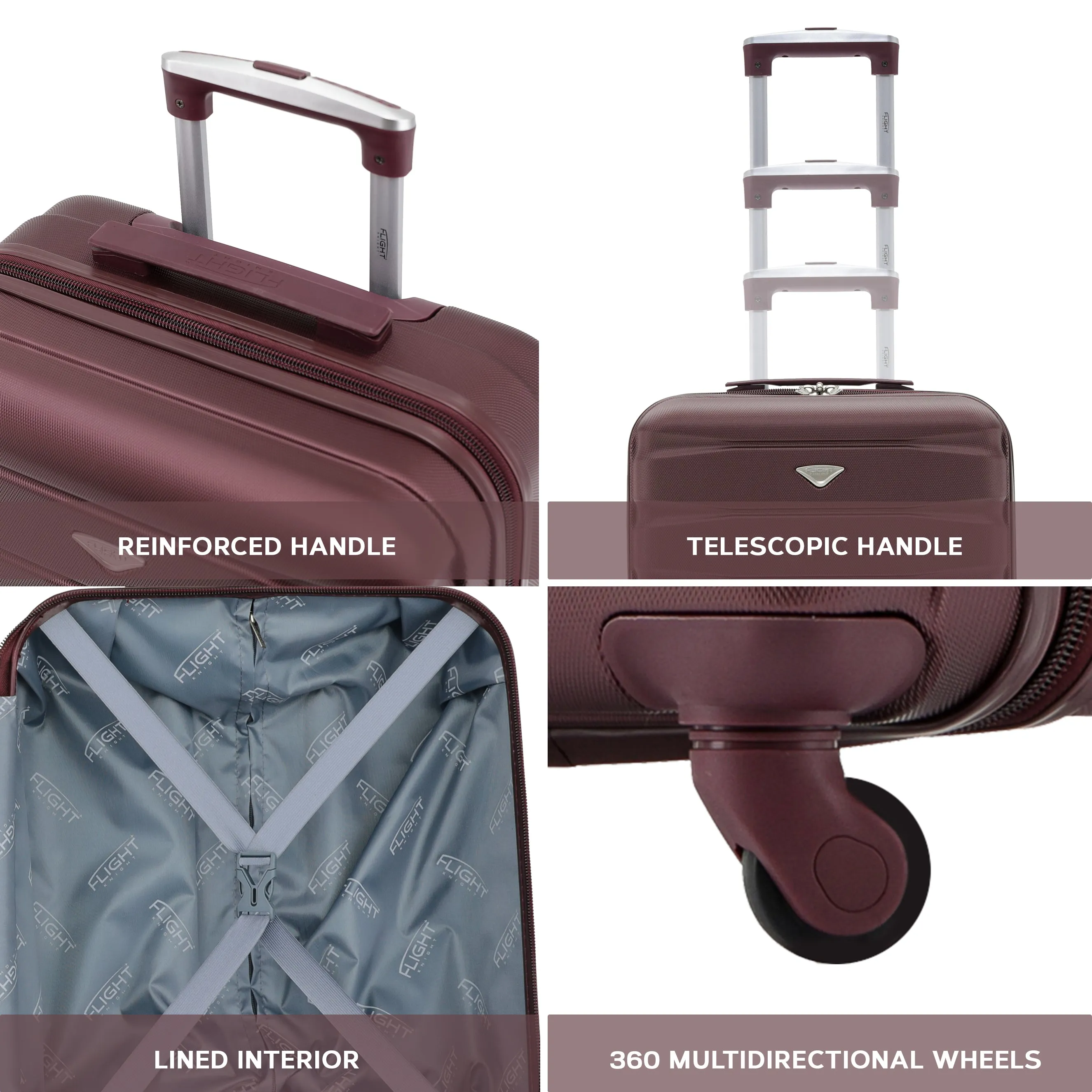 Lightweight Set of 2 Cabin Cases   Check In Bag Hard Case Luggage Ryanair