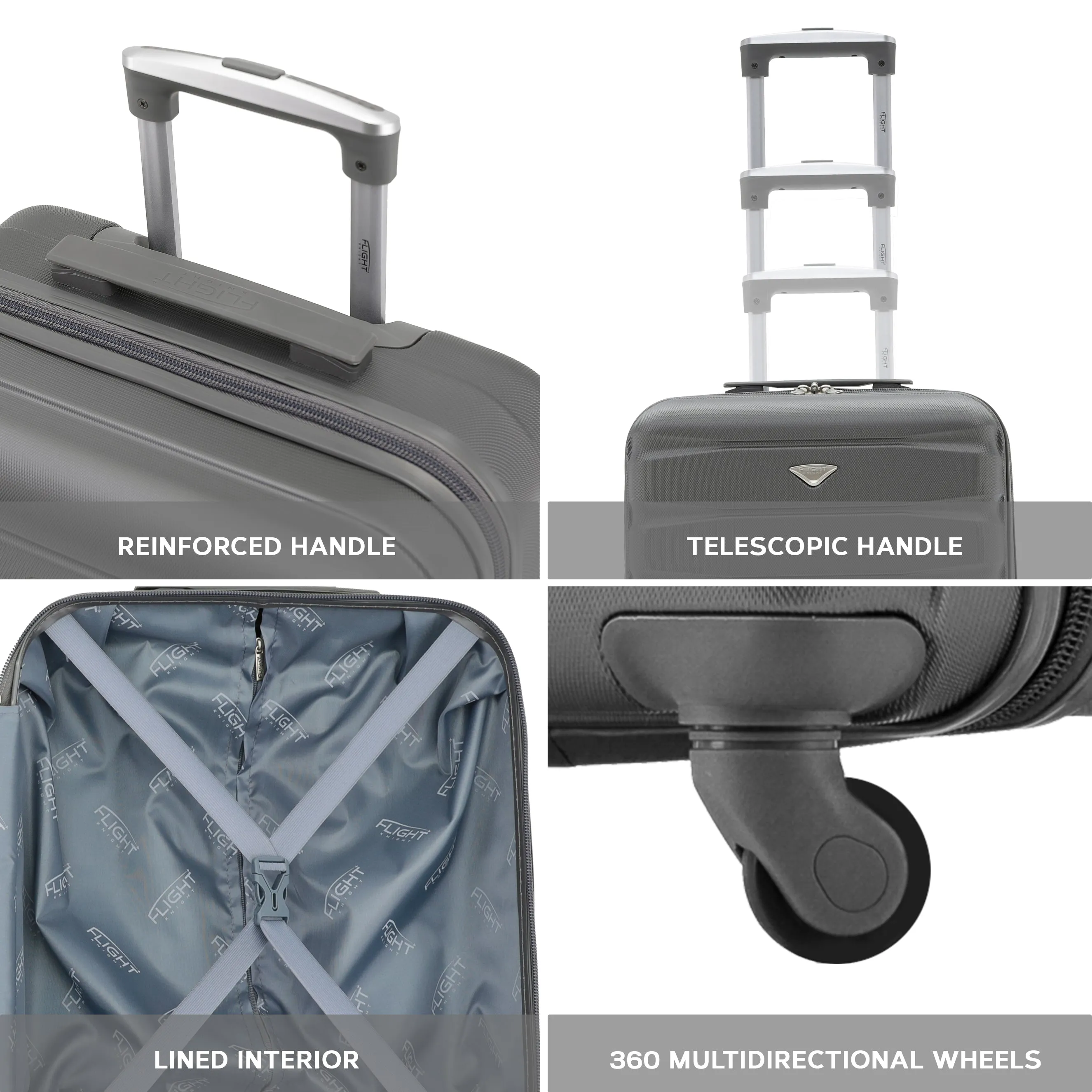 Lightweight Set of 2 Cabin Cases   Check In Bag Hard Case Luggage Ryanair