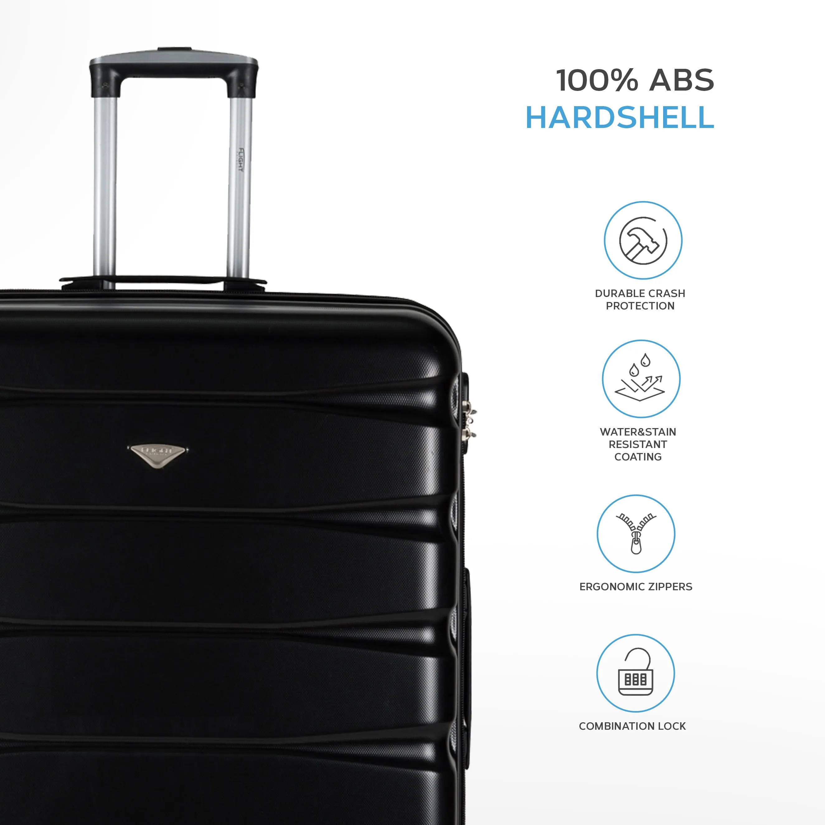 Lightweight Set of 2 Cabin Cases   Check In Bag Hard Case Luggage Ryanair