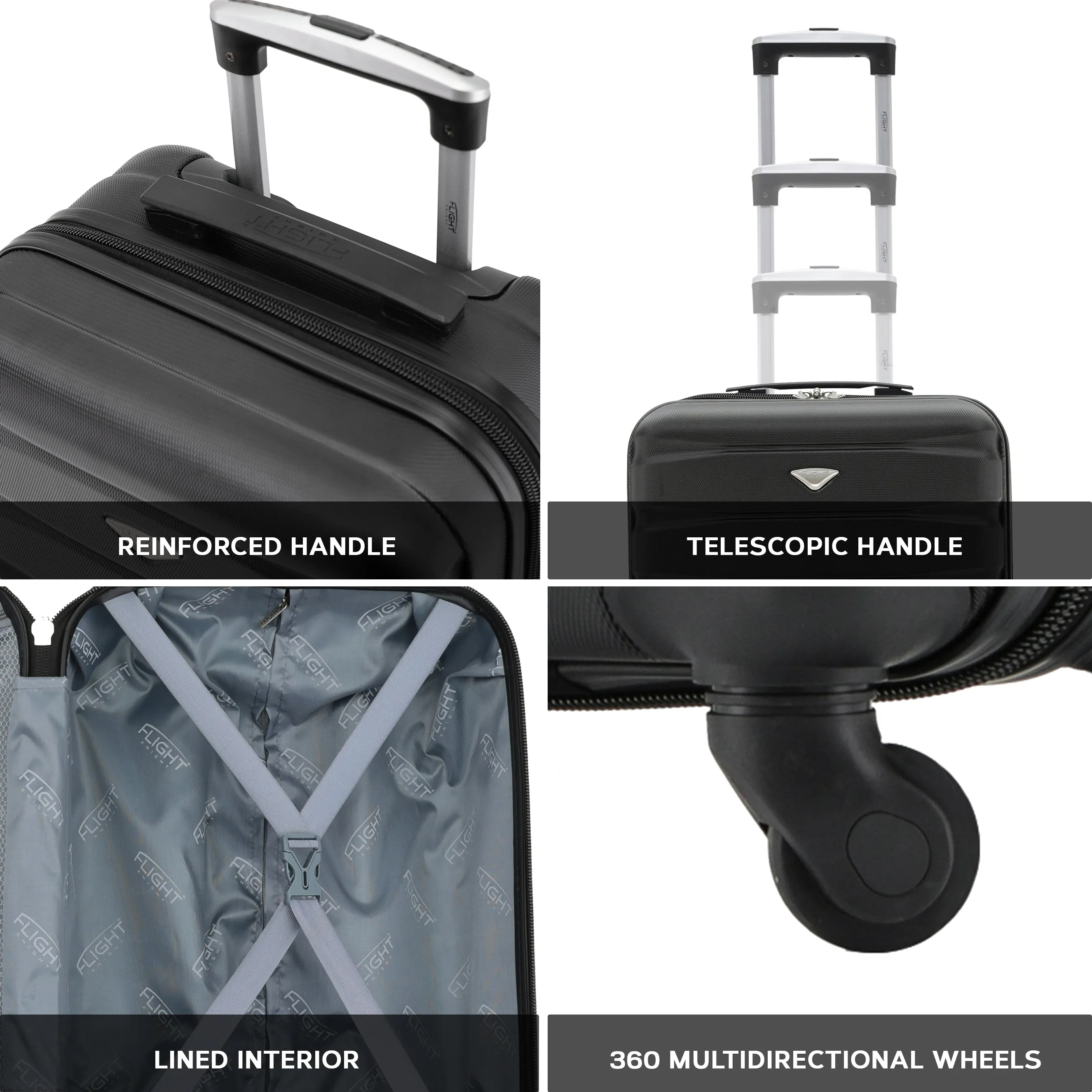 Lightweight Set of 2 Cabin Cases   Check In Bag Hard Case Luggage Ryanair