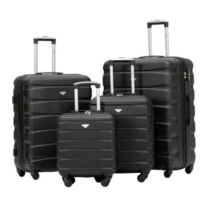 Lightweight Set of 4 Check In Overhead & Underseat Carry On Hard Case Luggage