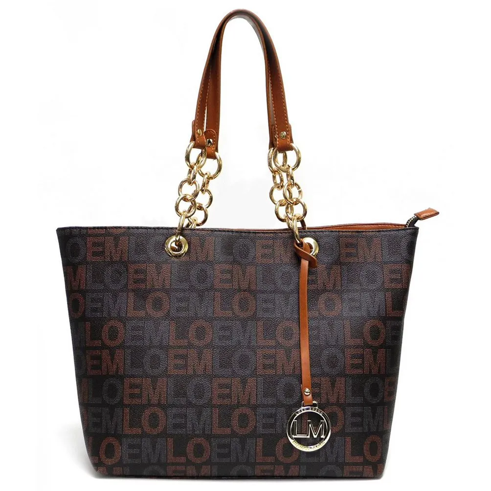 LOEM brand signature Print satchel Bag tote wallet set golden chain Designer ins