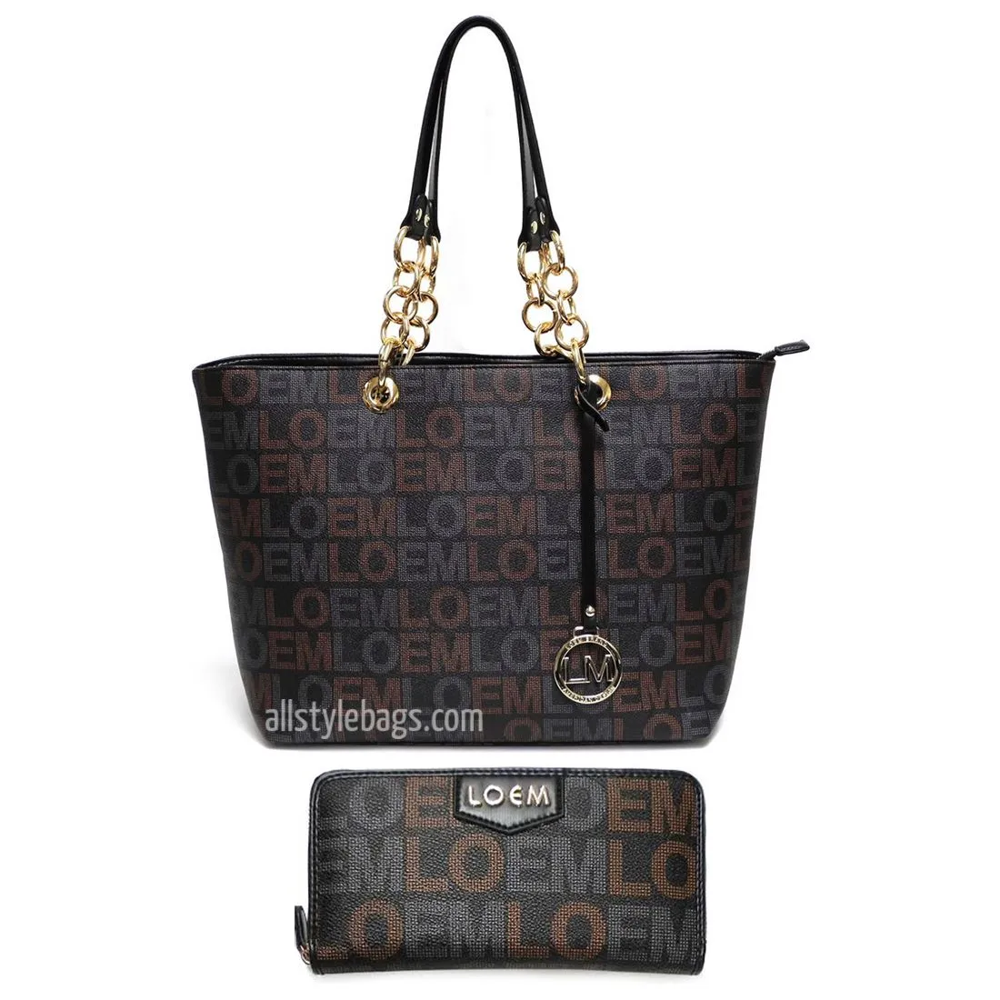 LOEM brand signature Print satchel Bag tote wallet set golden chain Designer ins