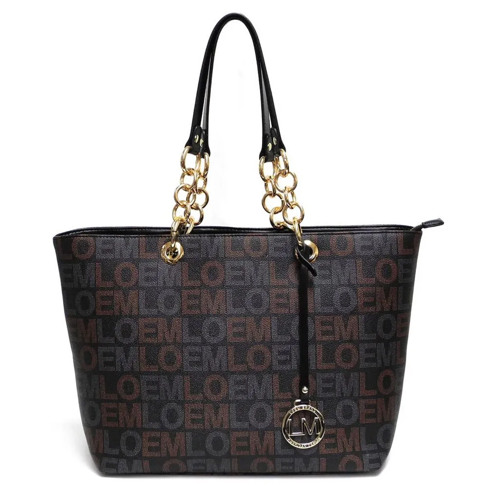 LOEM brand signature Print satchel Bag tote wallet set golden chain Designer ins