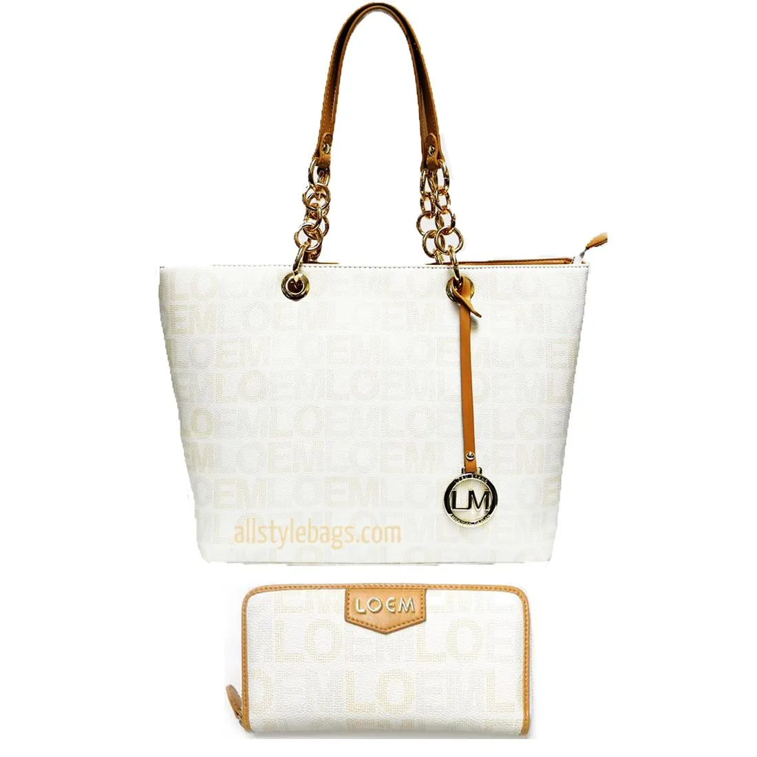 LOEM brand signature Print satchel Bag tote wallet set golden chain Designer ins