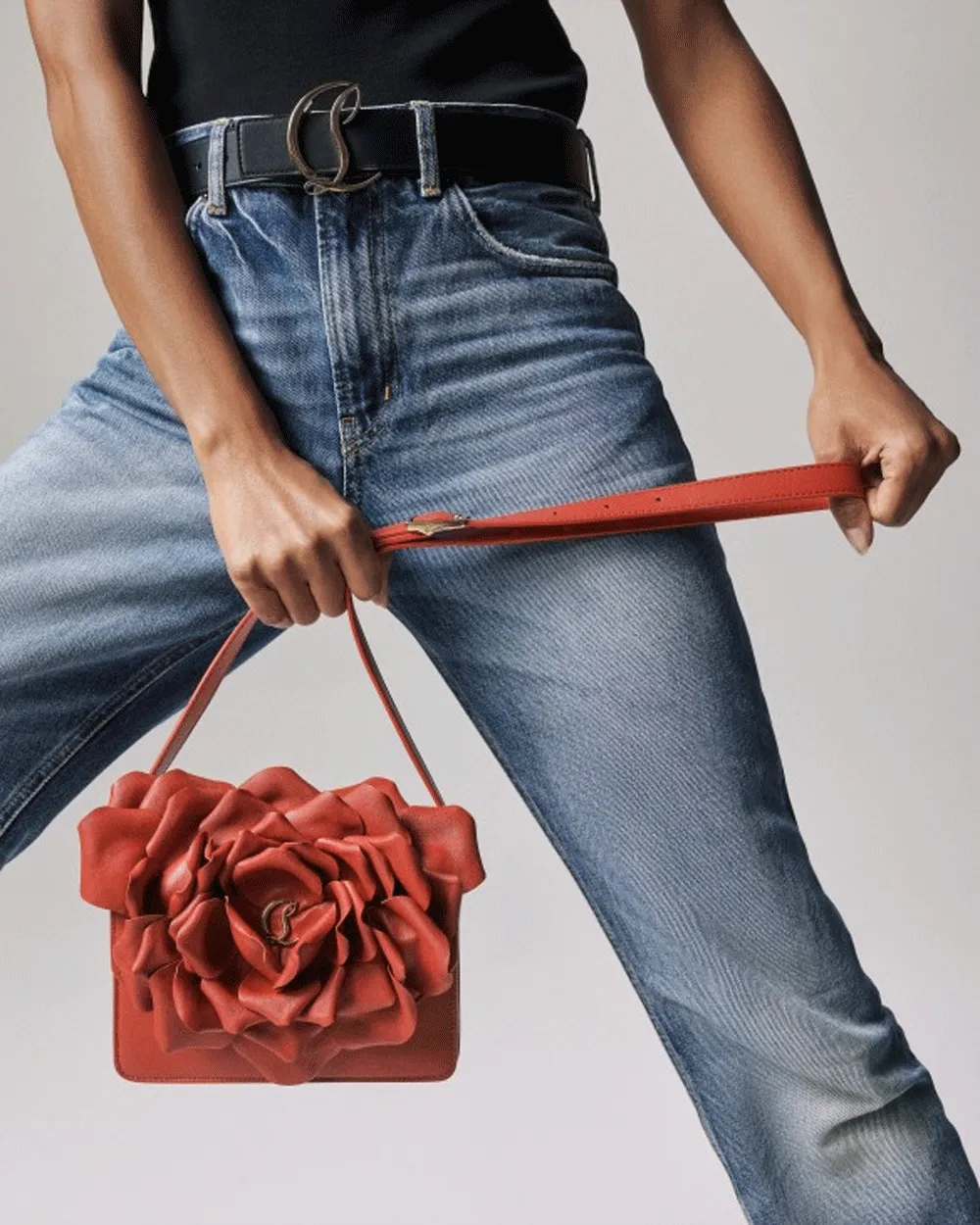 Loubi54 3D Rose Crossbody in Red