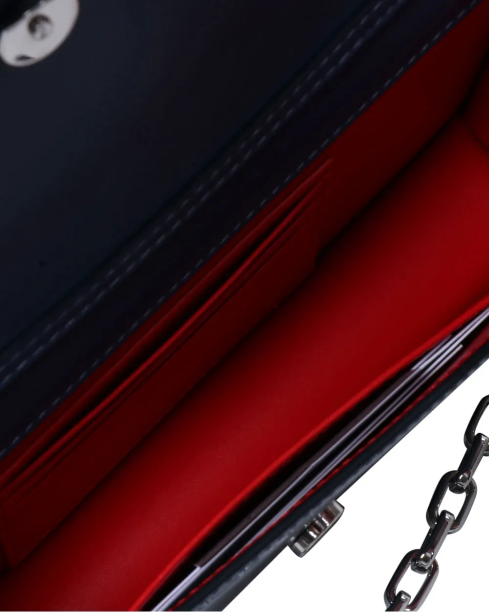 Loubi54 Clutch in Blue Patent