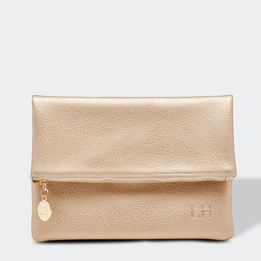 Louenhide Billie Fold Over Clutch Bag Champagne