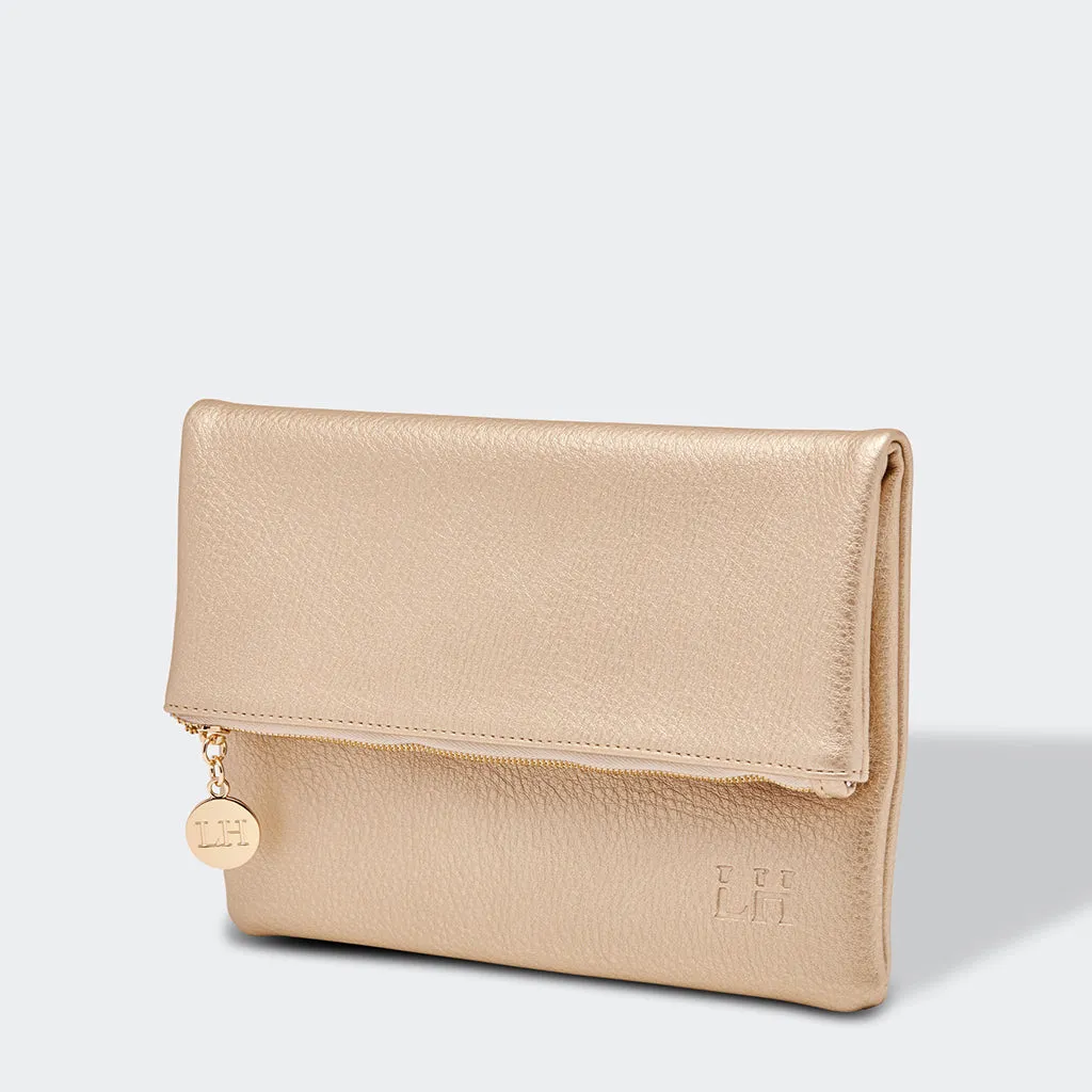 Louenhide Billie Fold Over Clutch Bag Champagne