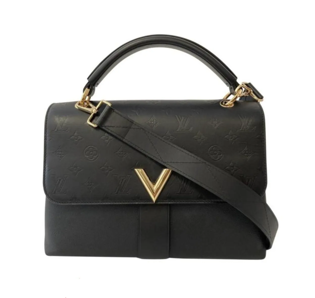 Louis Vuitton Cuir Plume and Cuir Ecume Leather Very One Handle in Noir