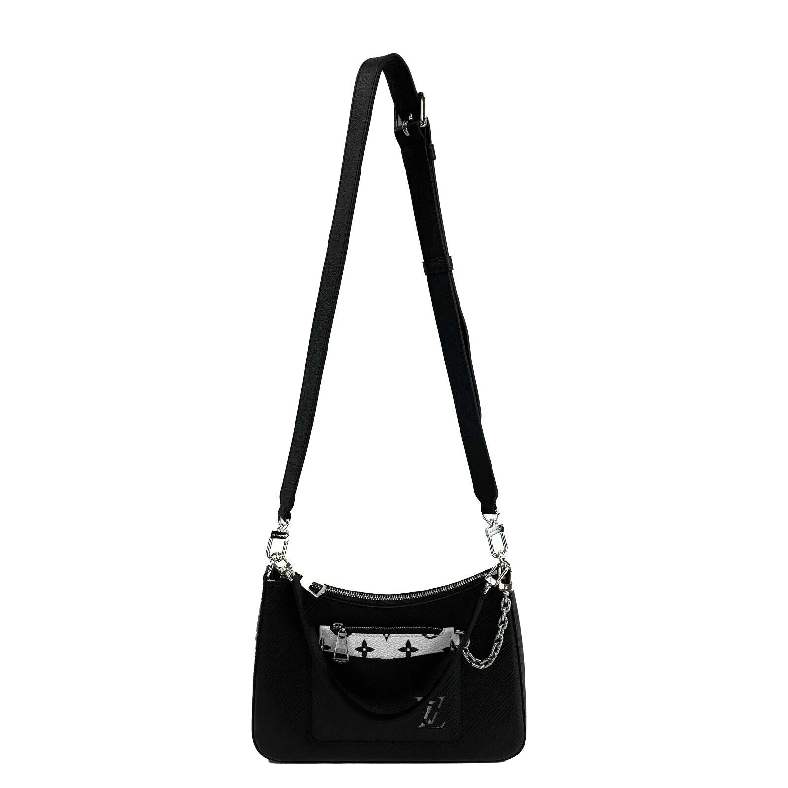 Louis Vuitton - LV- Marelle Black Epi Leather w/ White Pouch Shoulder Bag
