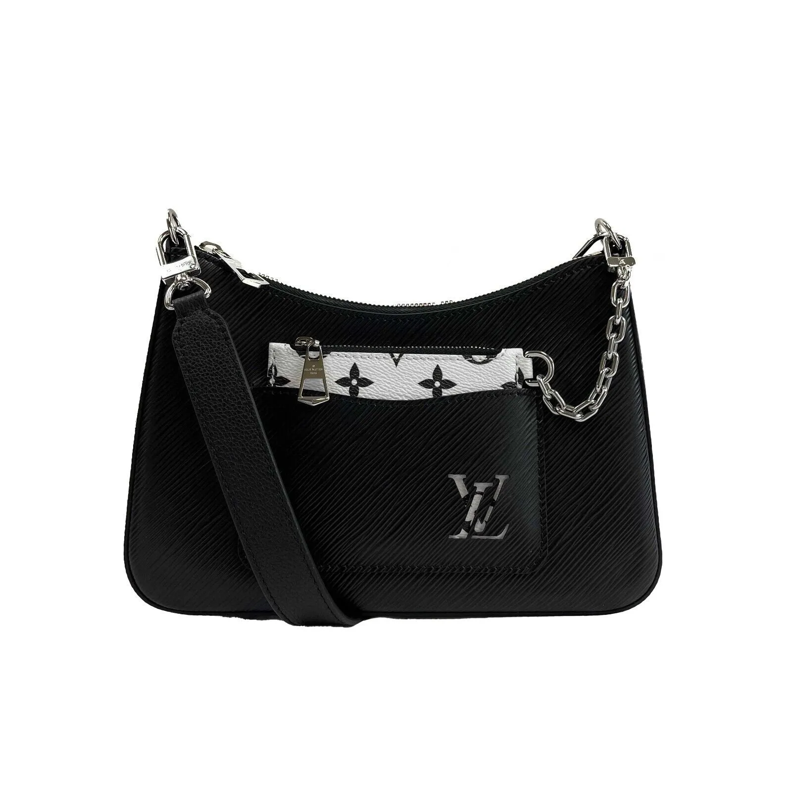 Louis Vuitton - LV- Marelle Black Epi Leather w/ White Pouch Shoulder Bag