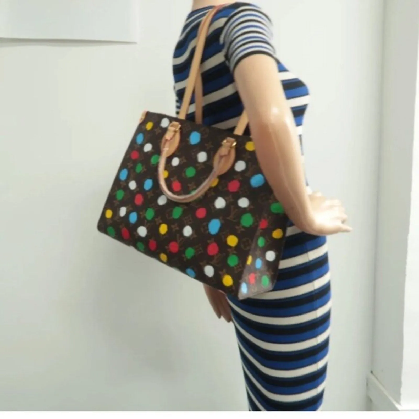 Louis Vuitton Onthego Multicolor Yayoi Kusama Monogram Canvas Satchel