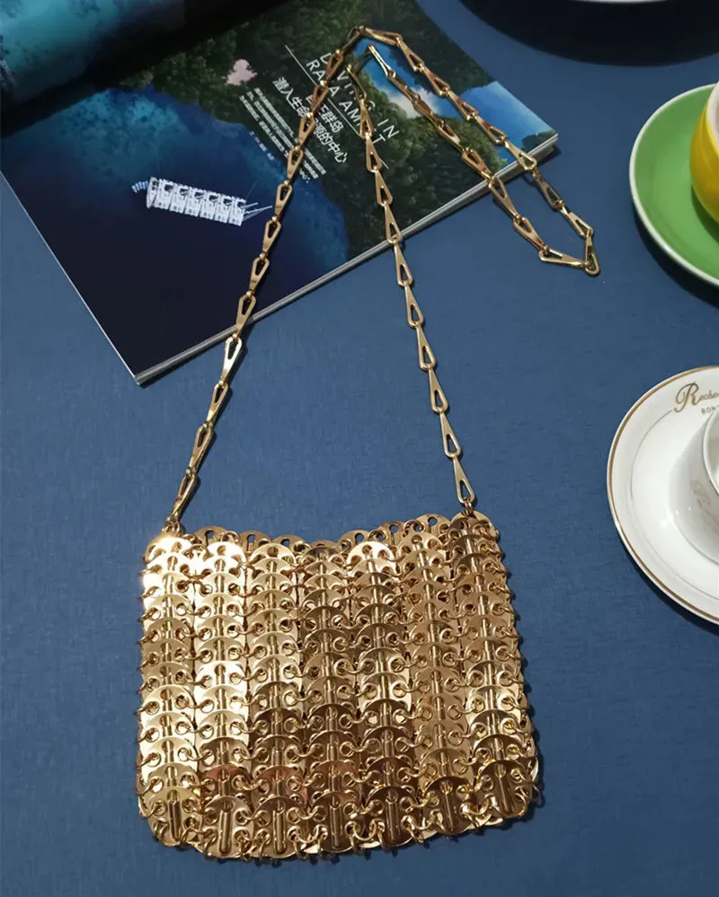 Luxury Designer Hand Woven Metal Chain Bag