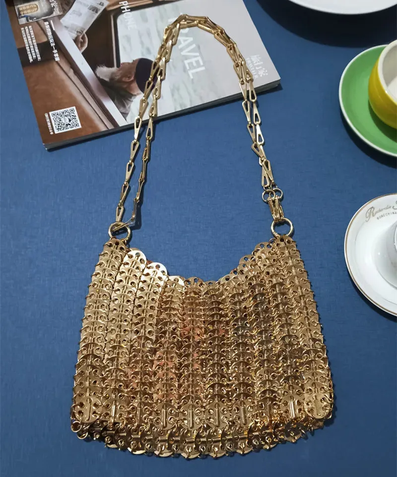 Luxury Designer Hand Woven Metal Chain Bag