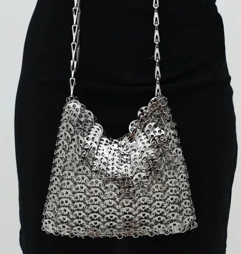 Luxury Designer Hand Woven Metal Chain Bag
