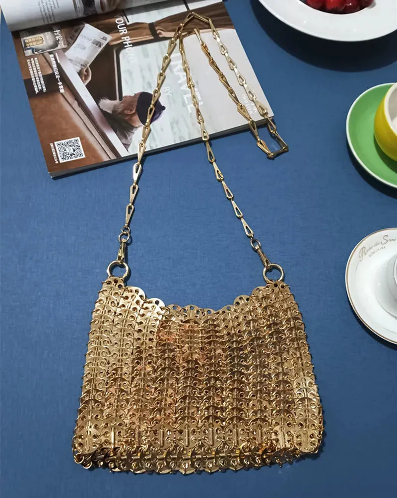 Luxury Designer Hand Woven Metal Chain Bag