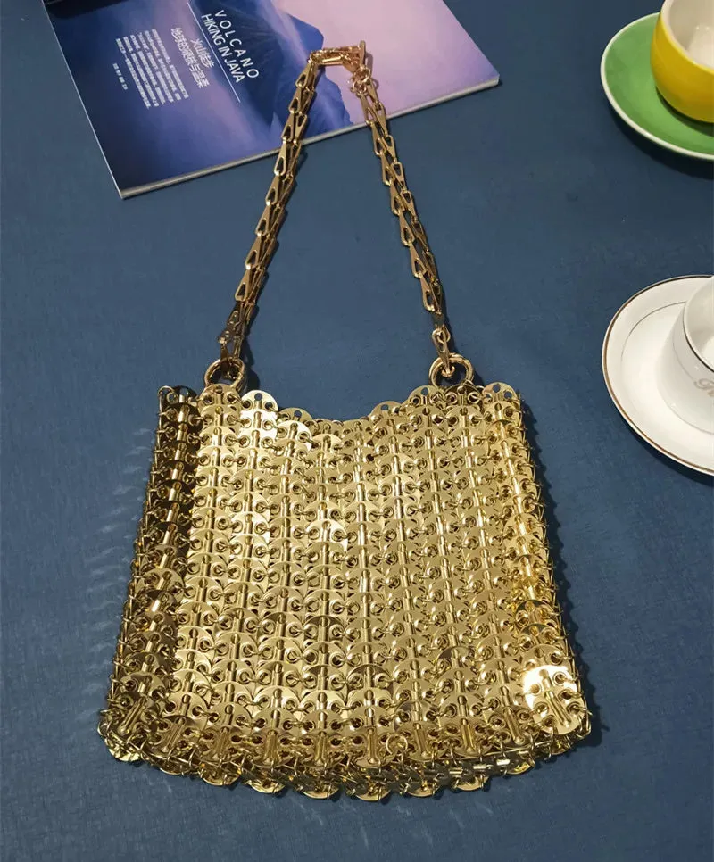 Luxury Designer Hand Woven Metal Chain Bag