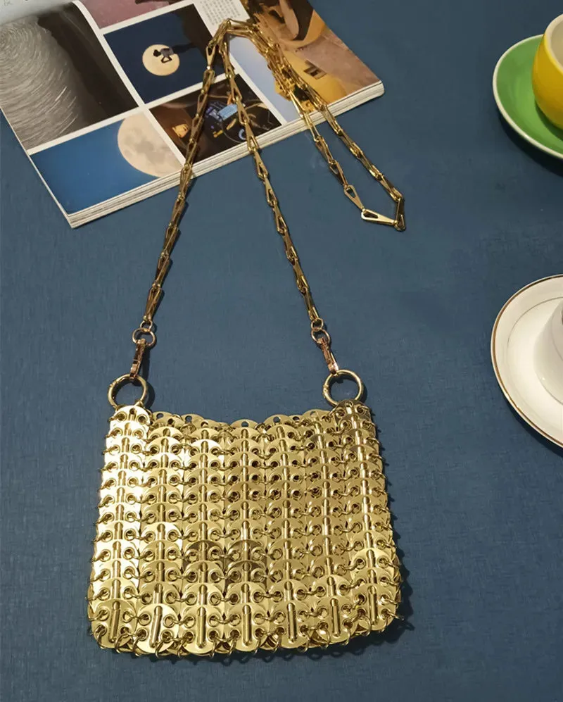 Luxury Designer Hand Woven Metal Chain Bag
