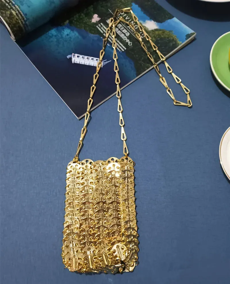 Luxury Designer Hand Woven Metal Chain Bag