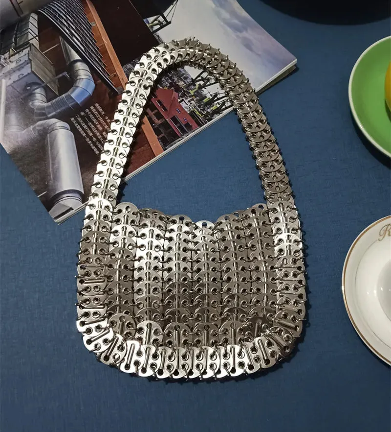 Luxury Designer Hand Woven Metal Chain Bag