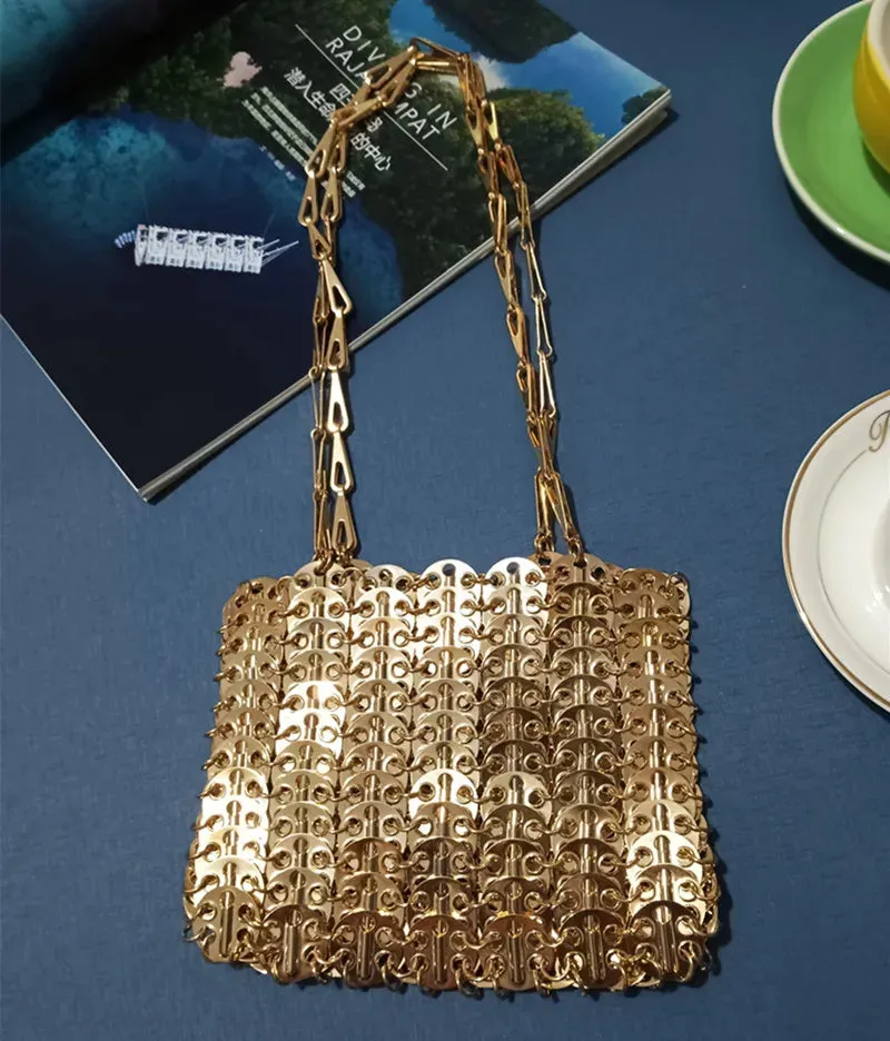 Luxury Designer Hand Woven Metal Chain Bag
