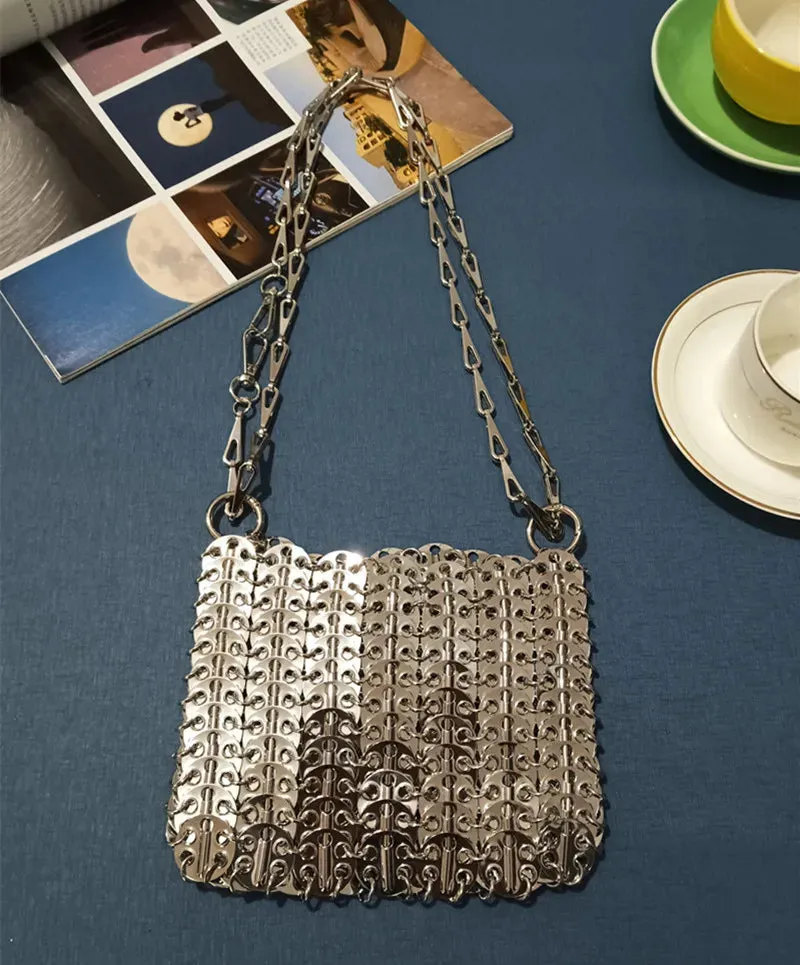 Luxury Designer Hand Woven Metal Chain Bag