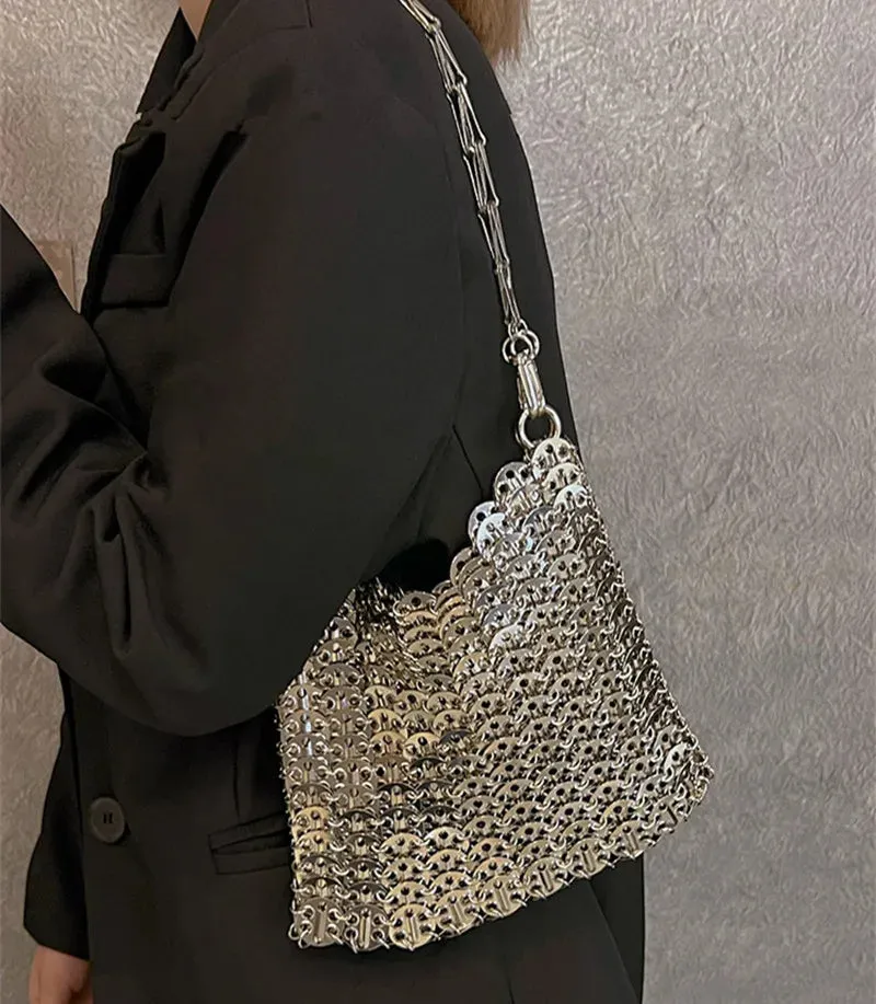 Luxury Designer Hand Woven Metal Chain Bag