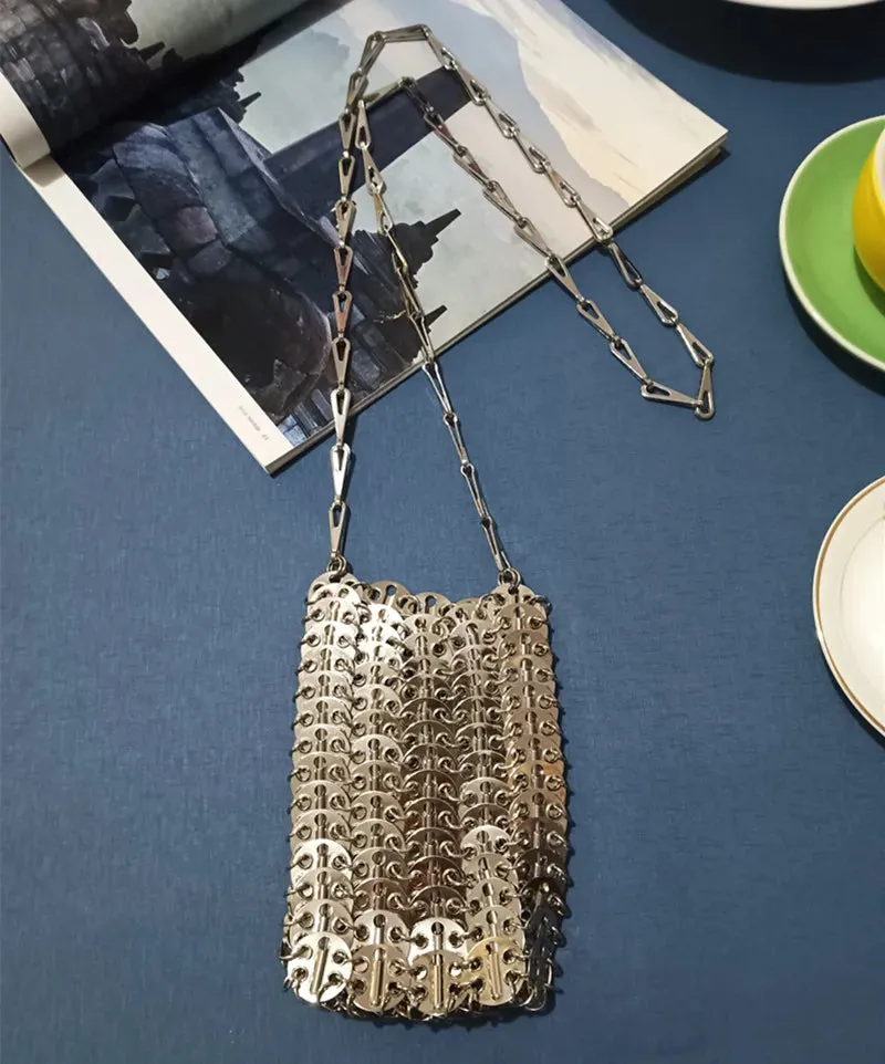 Luxury Designer Hand Woven Metal Chain Bag