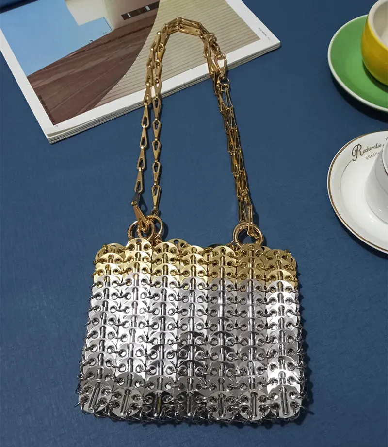Luxury Designer Hand Woven Metal Chain Bag