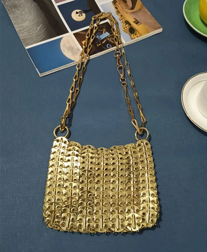 Luxury Designer Hand Woven Metal Chain Bag