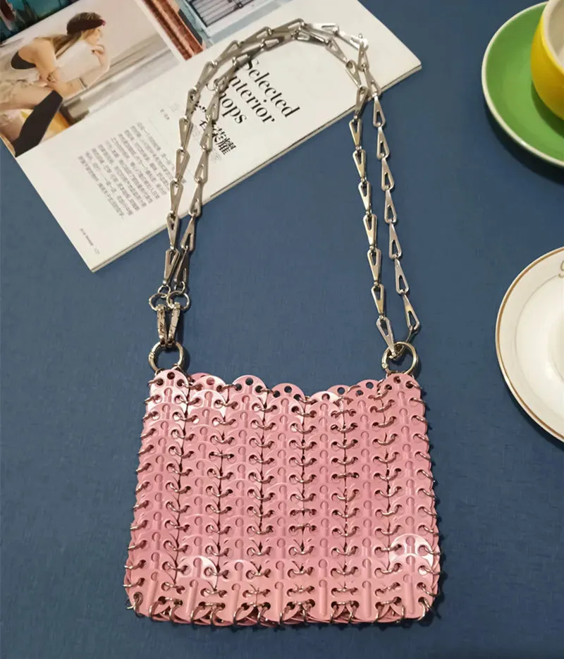 Luxury Designer Hand Woven Metal Chain Bag