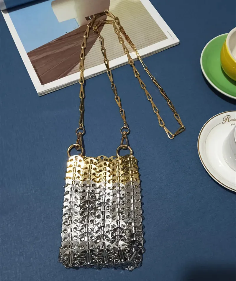 Luxury Designer Hand Woven Metal Chain Bag