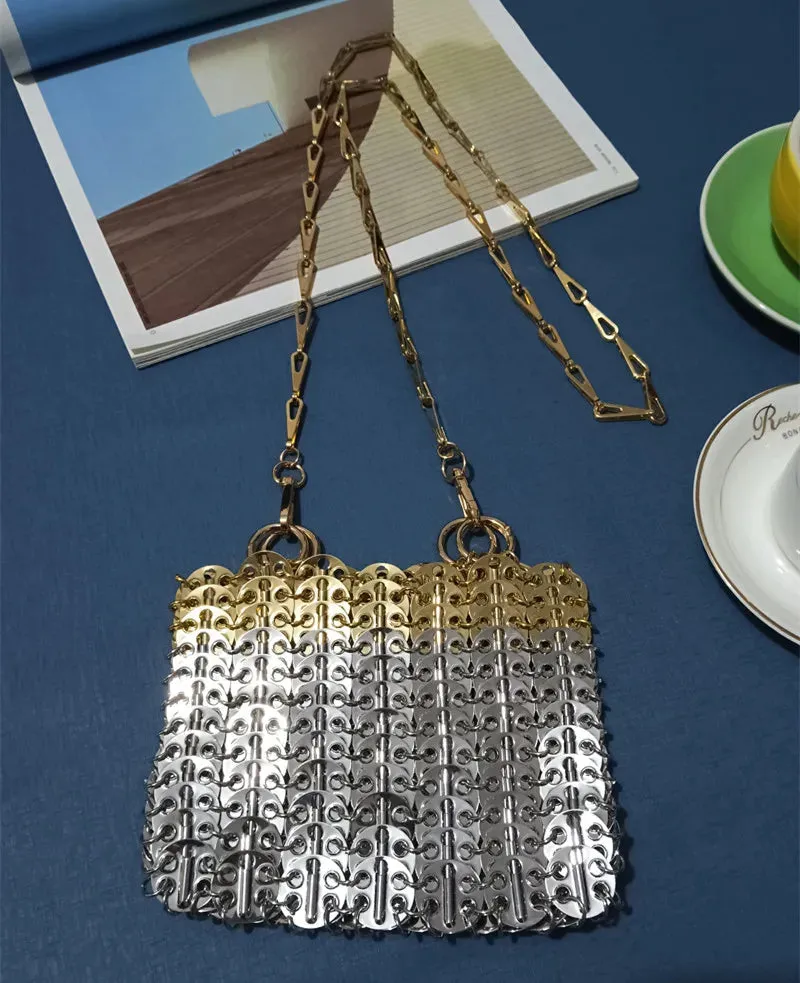 Luxury Designer Hand Woven Metal Chain Bag