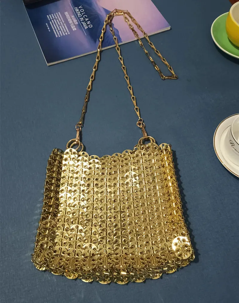 Luxury Designer Hand Woven Metal Chain Bag