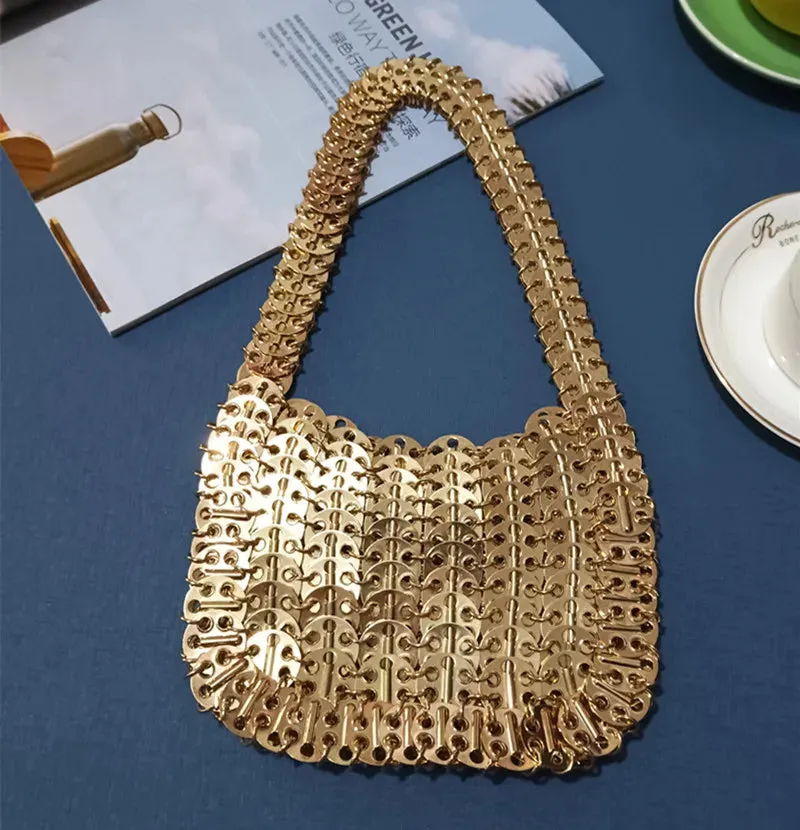 Luxury Designer Hand Woven Metal Chain Bag