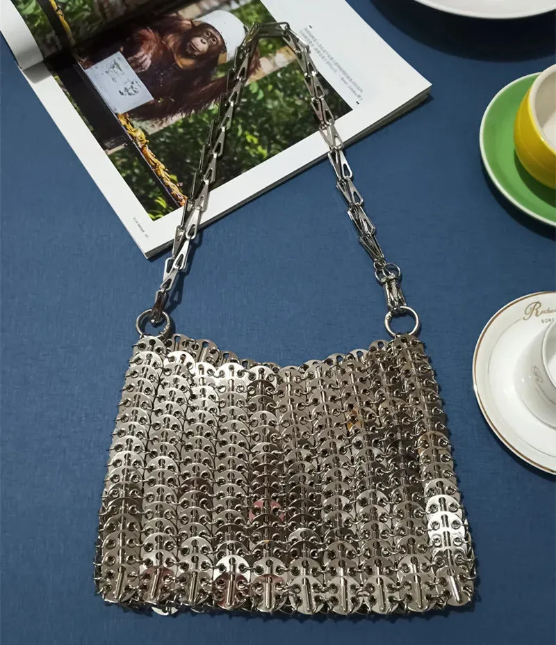 Luxury Designer Hand Woven Metal Chain Bag