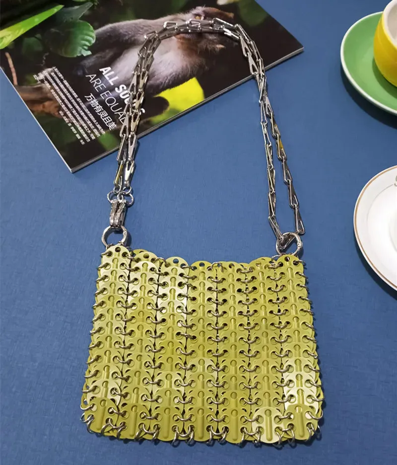 Luxury Designer Hand Woven Metal Chain Bag