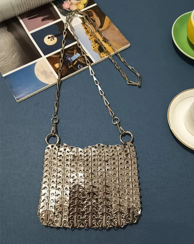 Luxury Designer Hand Woven Metal Chain Bag