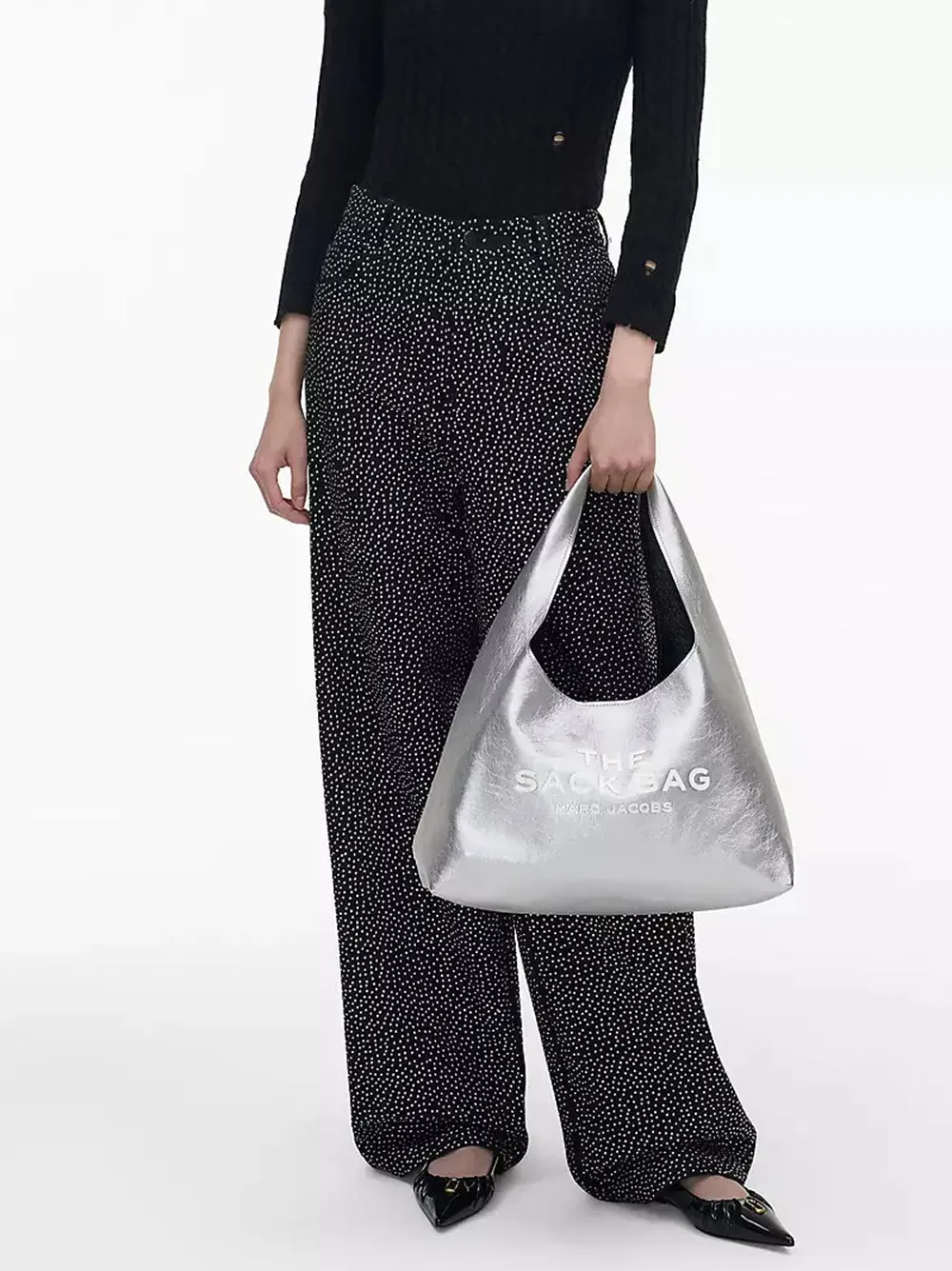 Marc Jacobs The Metallic Leather Sack Bag in Silver