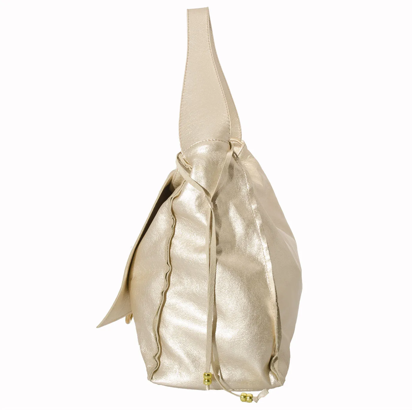 Marnie Bugs Josephine Handbag in Metallic Gold Leather