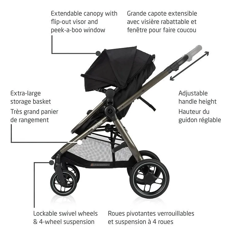 Maxi-Cosi Zelia Luxe 5-in-1 Modular Travel System - Basalt Black