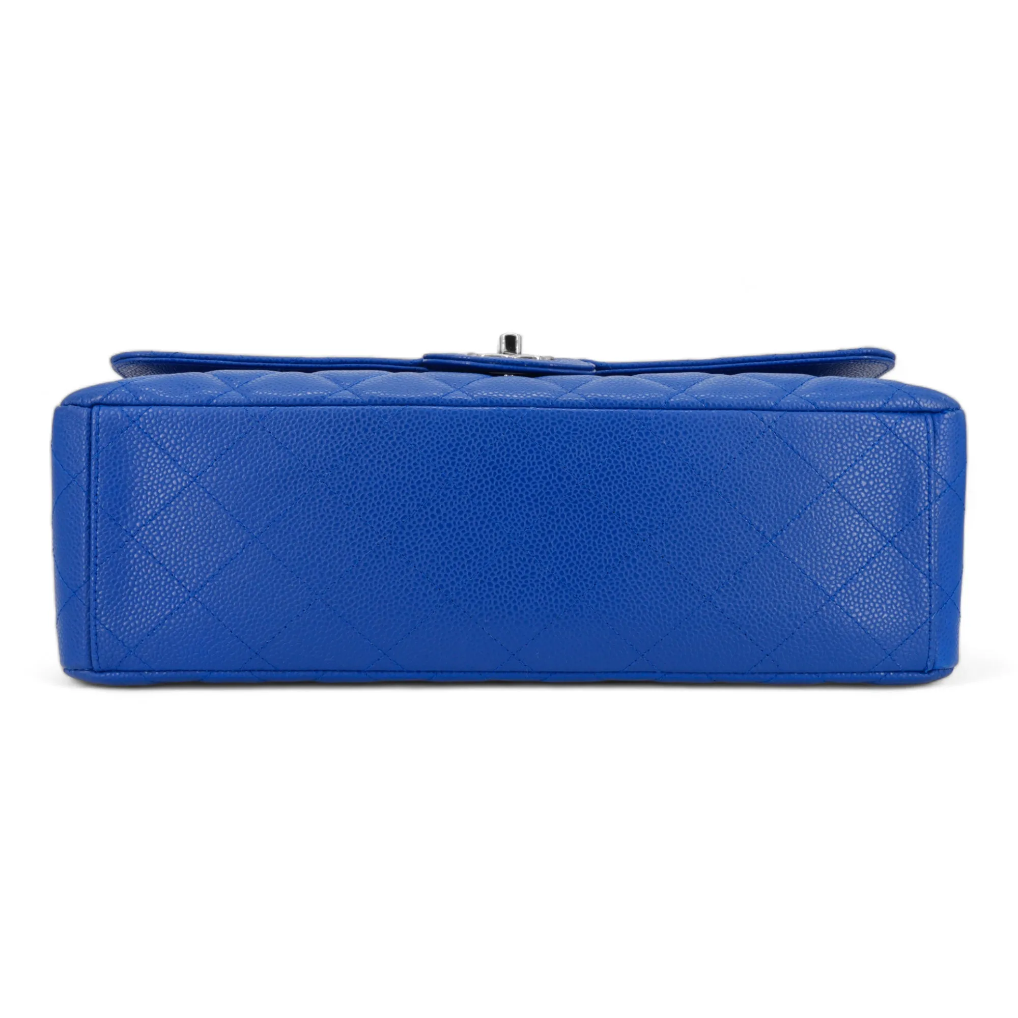 Maxi Jumbo Classic Single Flap Bag in Blue Roi Caviar