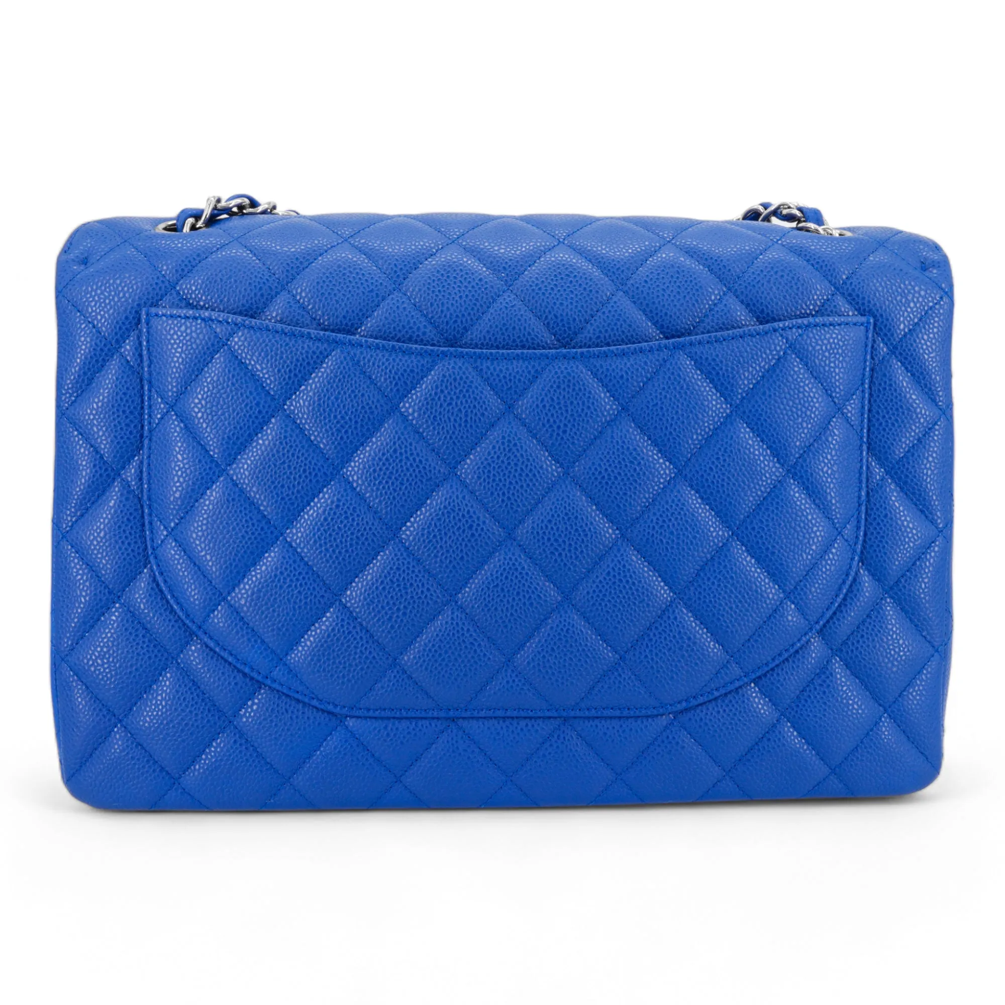 Maxi Jumbo Classic Single Flap Bag in Blue Roi Caviar