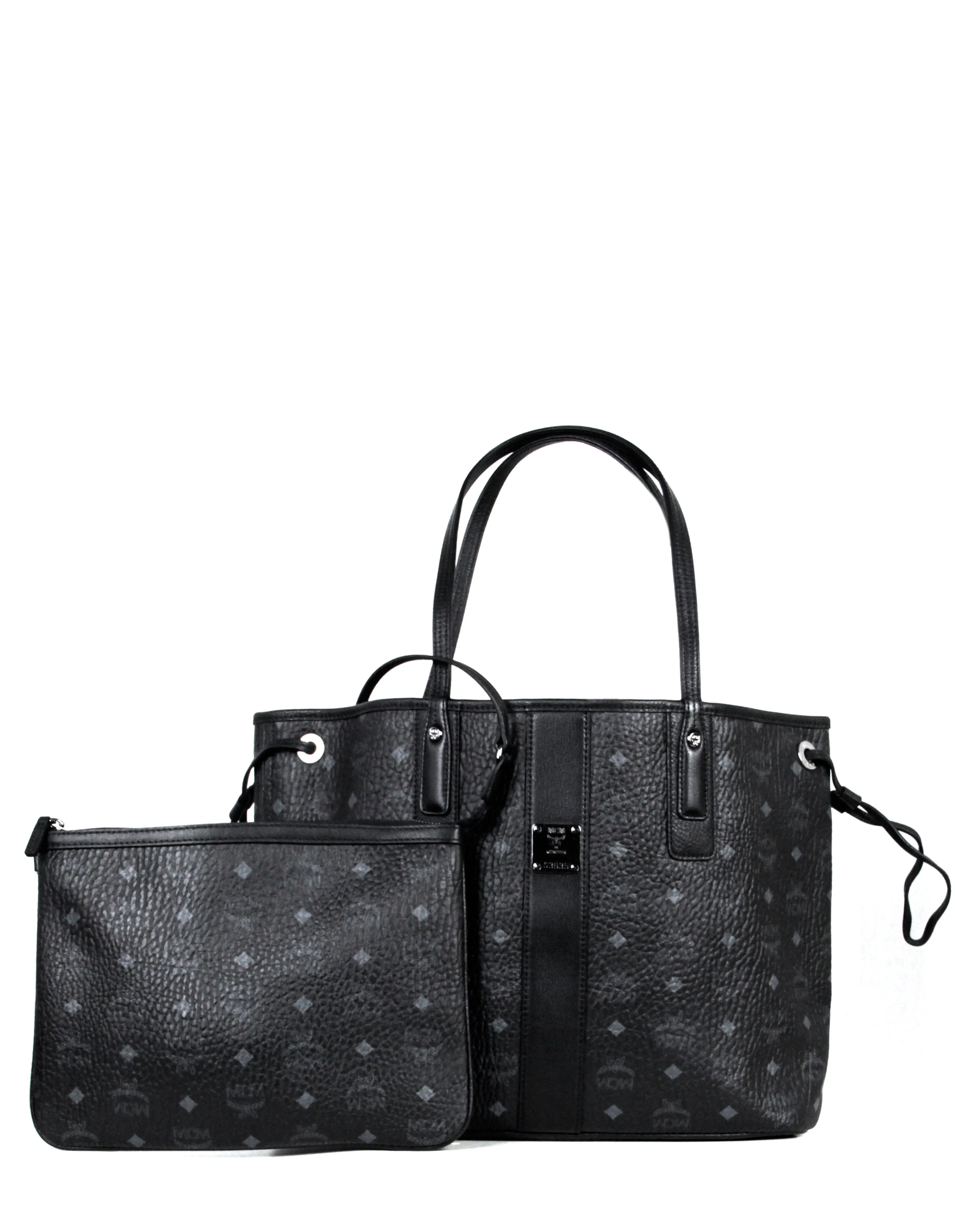 MCM Black Visetos Large Liz Reversible Shopper Tote Bag