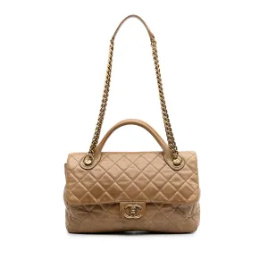 Medium Glazed Calfskin Castle Rock Top Handle Flap