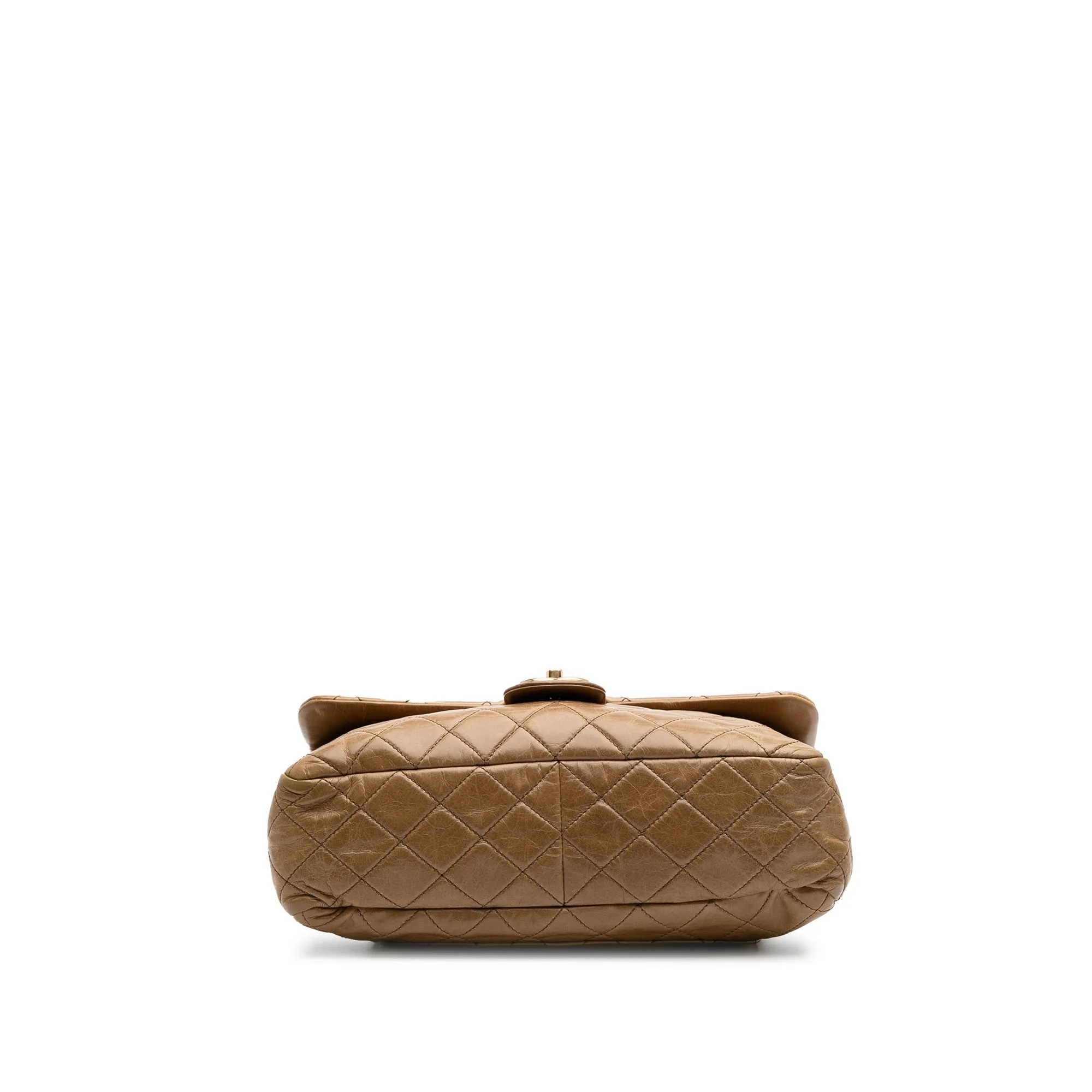 Medium Glazed Calfskin Castle Rock Top Handle Flap