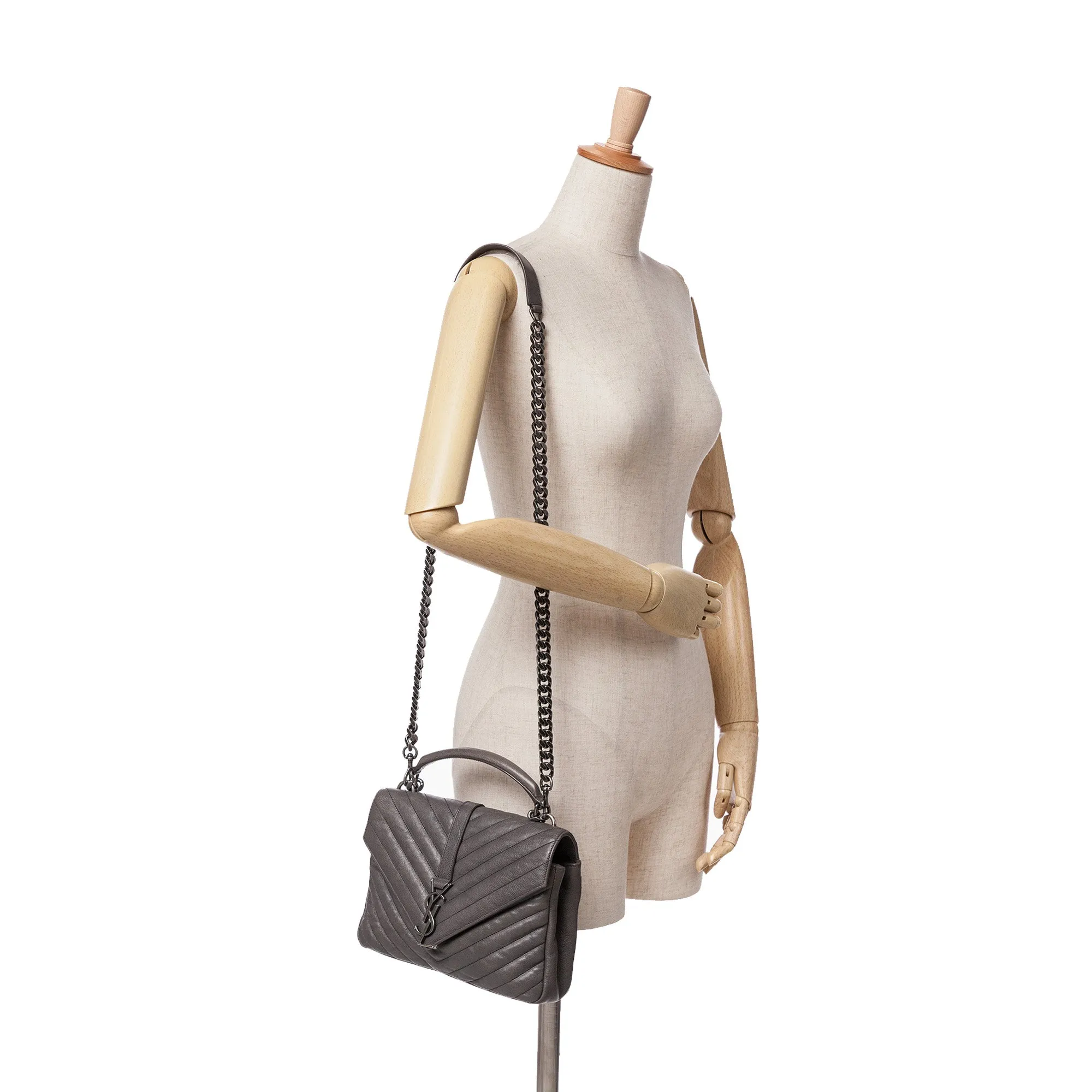 Medium Monogram Chevron Sheepskin College Satchel
